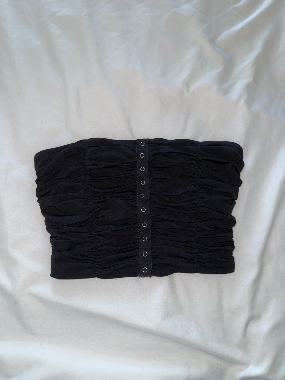 Forever 21 Black Ruched Strapless Snap-Front Tube Top